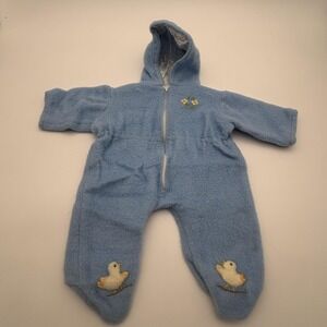 Neiman-Marcus Snowsuit Boys 6-9 Months Blue Fleece Duck Hooded One Piece Winter